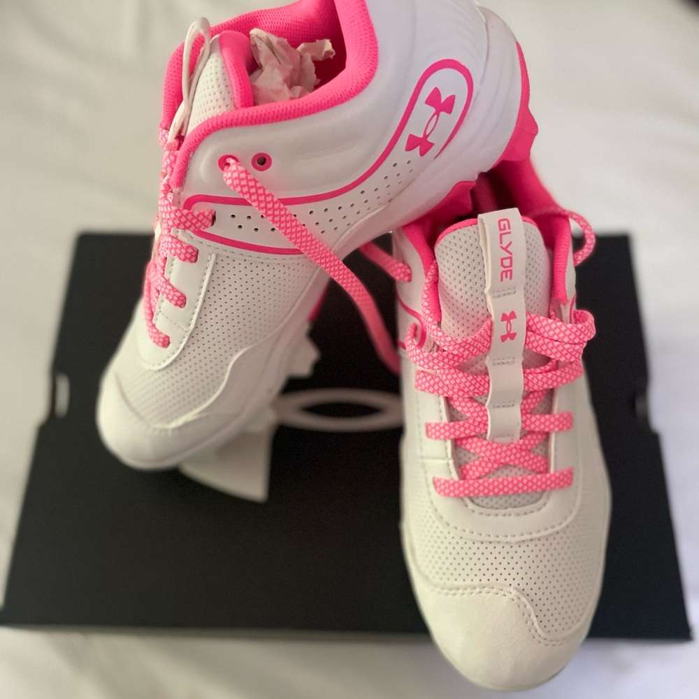 Under Armour Kids' White and Pink Glide Sneakers